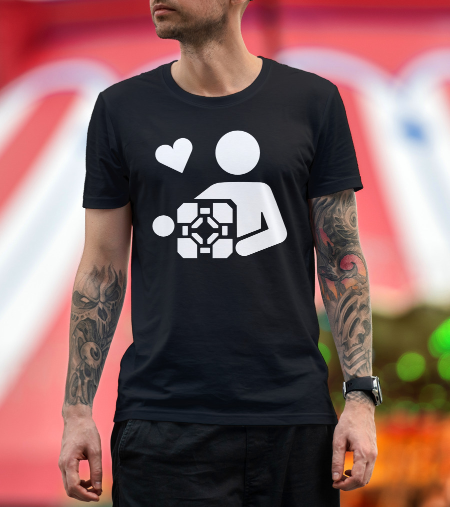 Adesivo Amor Companion Cube Portal T-Shirt