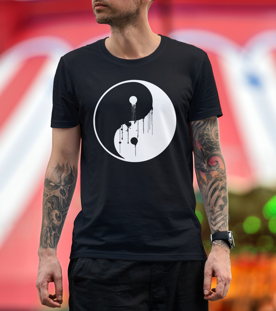 Dripping Yin Yang Symbol in T-Shirt