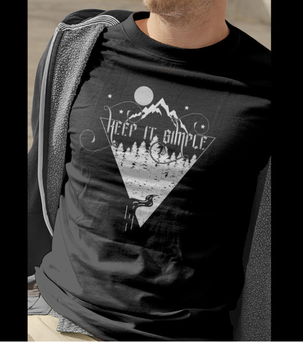 Keep It Simple Forest Night Sky Moon Mountain T-Shirt