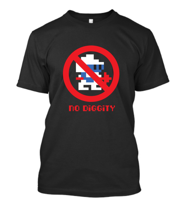 No Diggity Retro Pixel Character Prohibition Circle T-Shirt