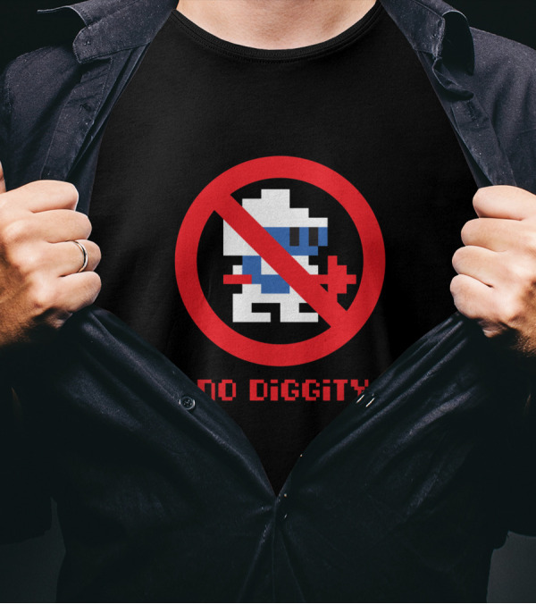 No Diggity Retro Pixel Character Prohibition Circle T-Shirt