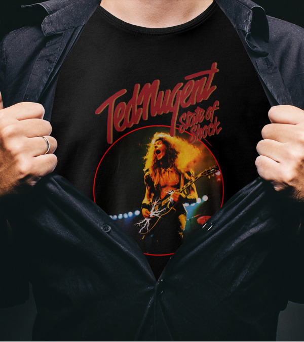 Ted Nugent State Of Shock Tour Live Performance Electric Guitar T-Shirt