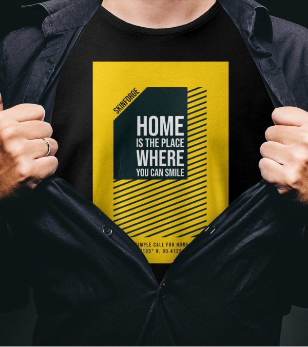 SKINFORGE Home Is The Place Where You Can Smile 23.8103° N, 90.4125° E T-Shirt