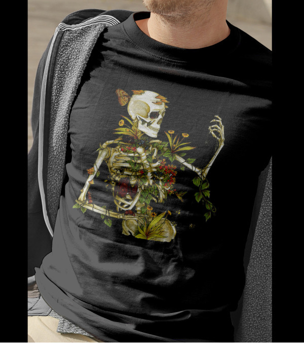Bones And Botany Skeleton With Flowers And Vines T-Shirt