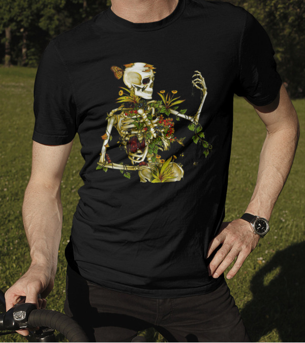Bones And Botany Skeleton With Flowers And Vines T-Shirt