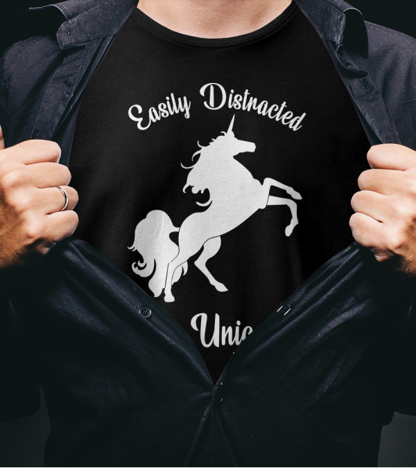 Easily Distracted By Unicorns White Version Iconic T-Shirt