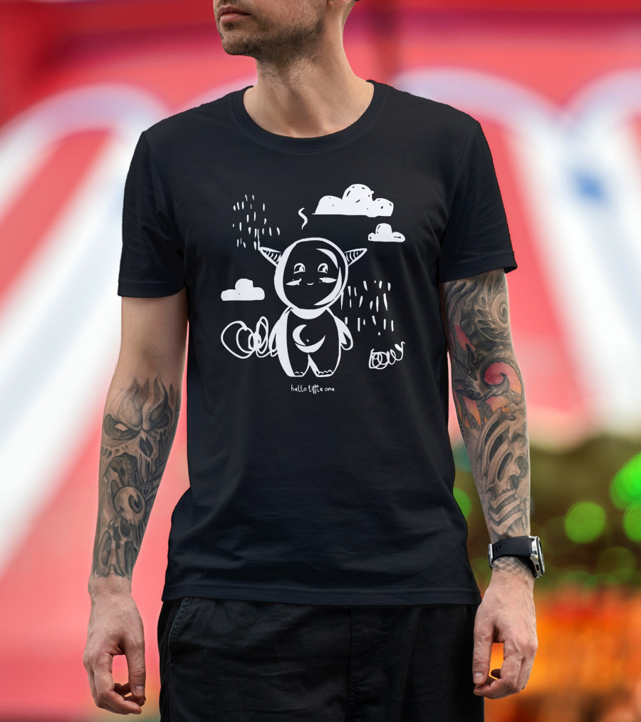 Hello Little One Cloud Creature in Rainy Scene T-Shirt