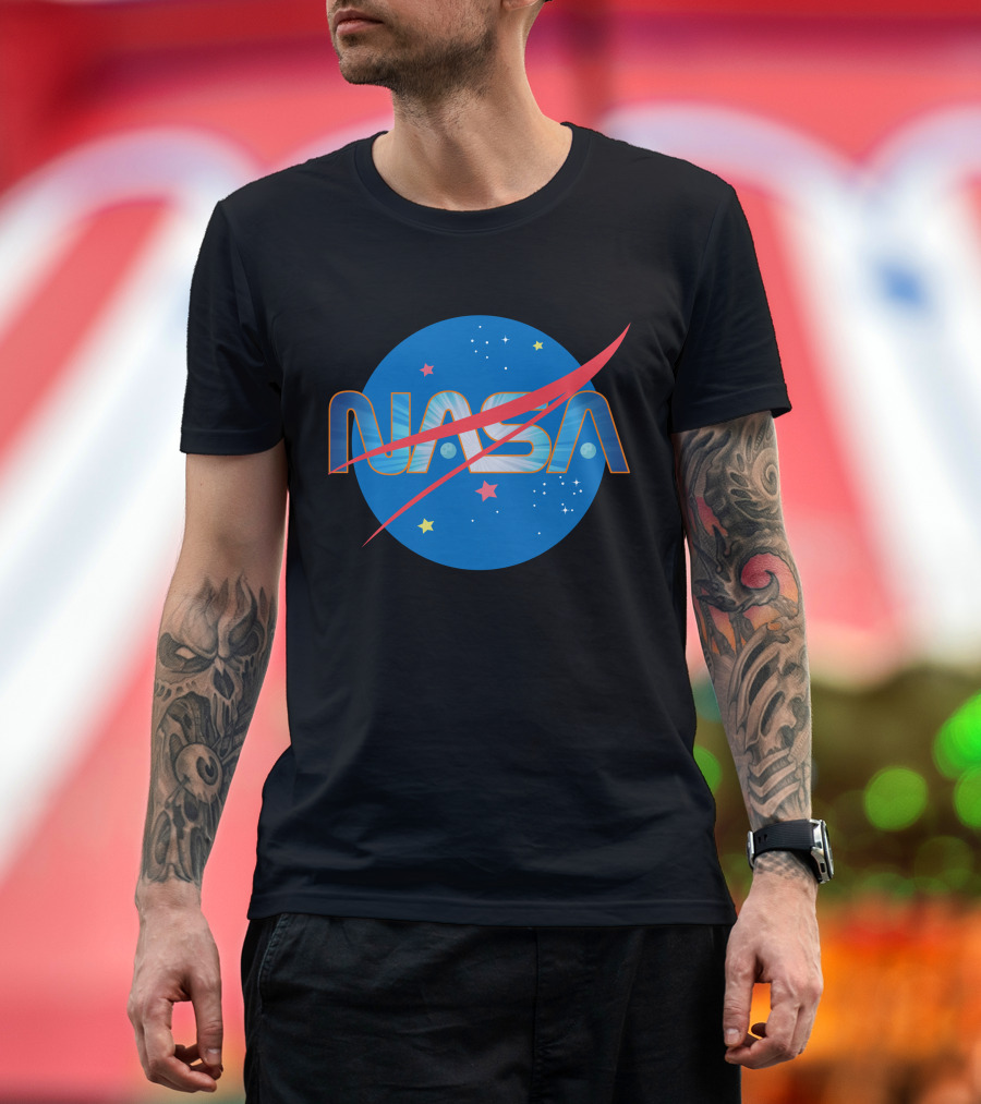 NASA Space-Themed Logo with Stars and Planets Elements T-Shirt