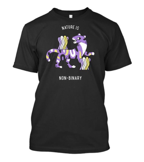 Nature Is Non-Binary Purple And Yellow Striped Animal T-Shirt