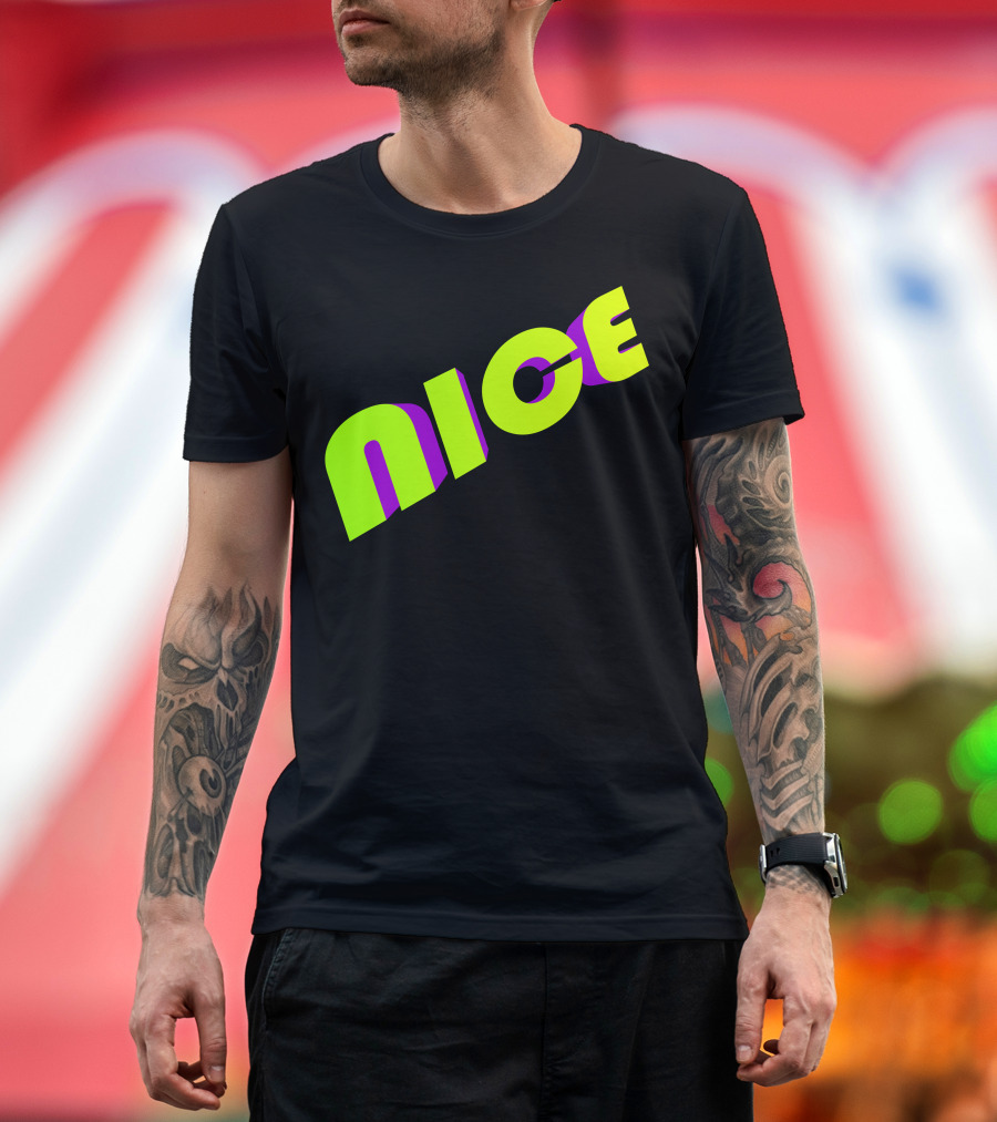 Nice Neon Green and Purple Text T-Shirt
