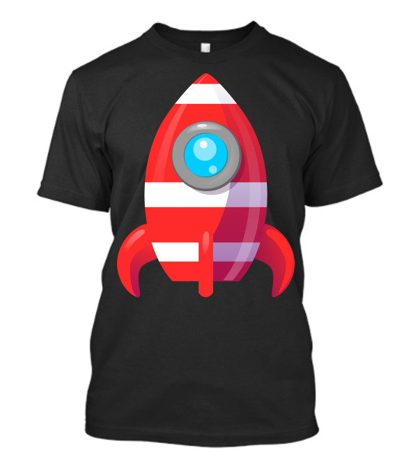 Rocket Space Spaceship Nasa Launch Iconic Striped T-Shirt