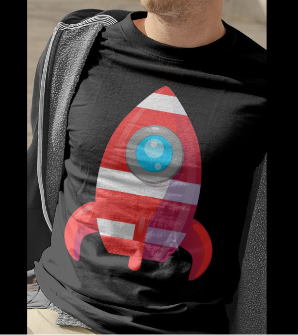 Rocket Space Spaceship Nasa Launch Iconic Striped T-Shirt