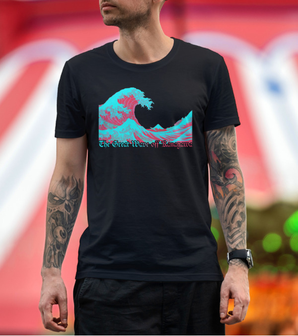 Premium T-Shirt: The Great Wave Off Kanagawa Psychedelic Abstract Print T-Shirt The Great Wave Off Kanagawa Psychedelic Abstract Print T-Shirt