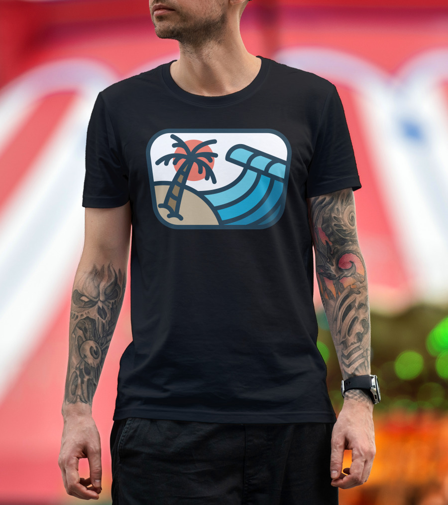 Wave Bold Beach Sunset Palm Tree Ocean T-Shirt
