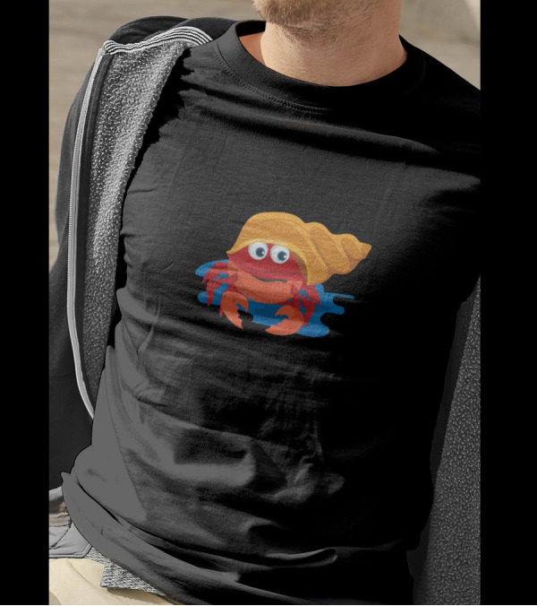Crab In A Seashell With Orange Shell And Blue Water T-Shirt