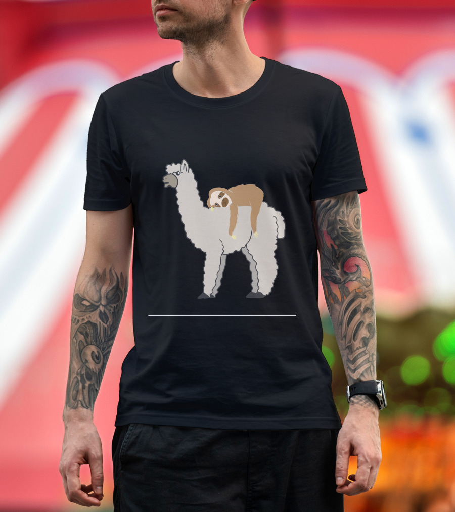 Cute Funny Sleepy Sloth Llama Nap Duo T-Shirt