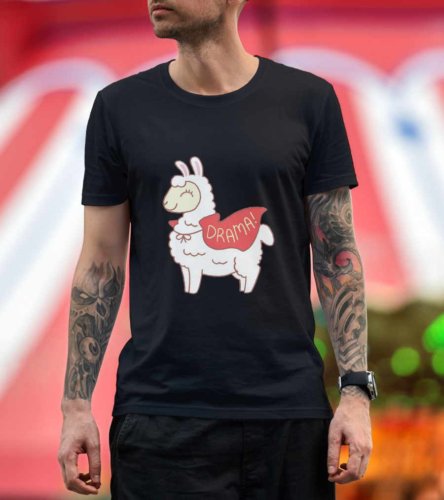 Drama Llama Red Cape Illustration Cute Cartoon Llama T-Shirt