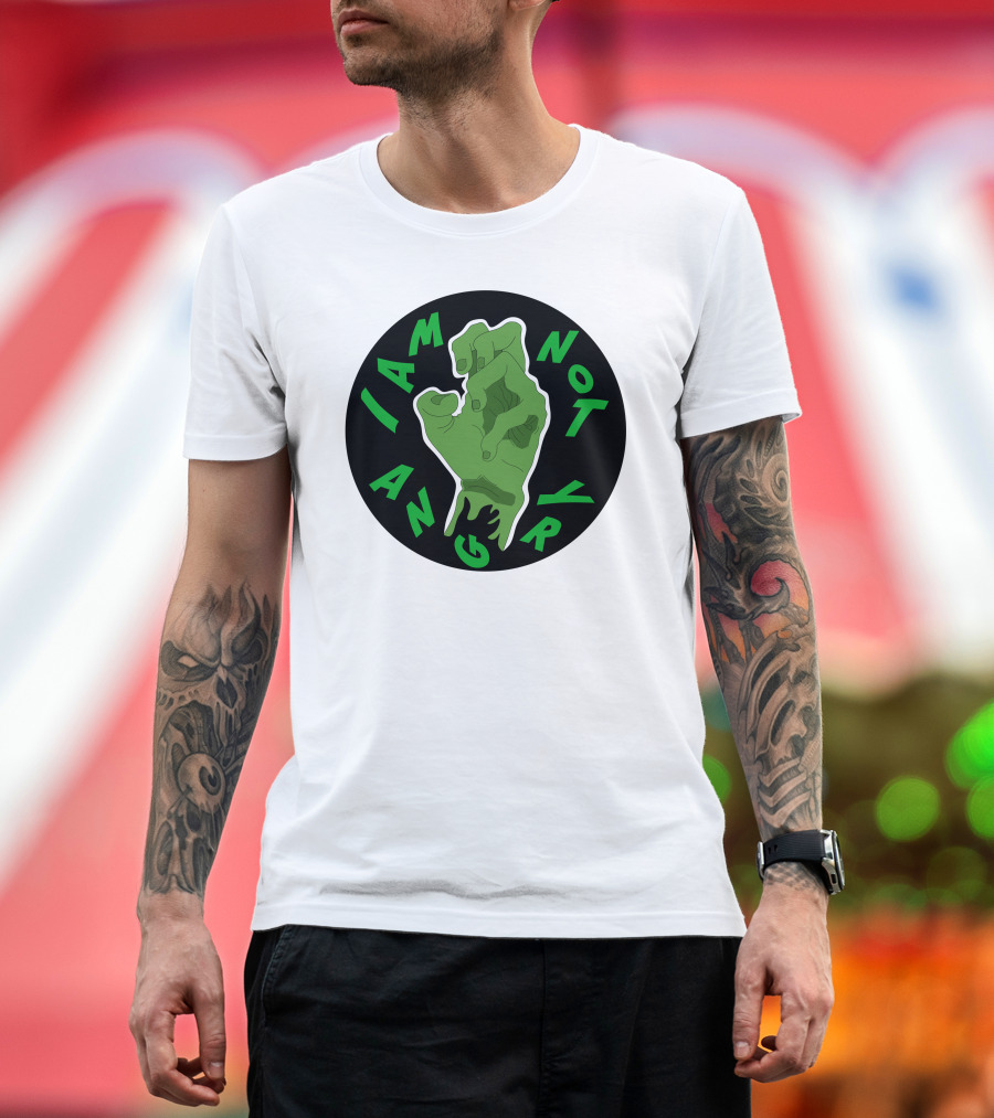 I Am Not Angry Green Monster Hand Grabbing Gesture T-Shirt