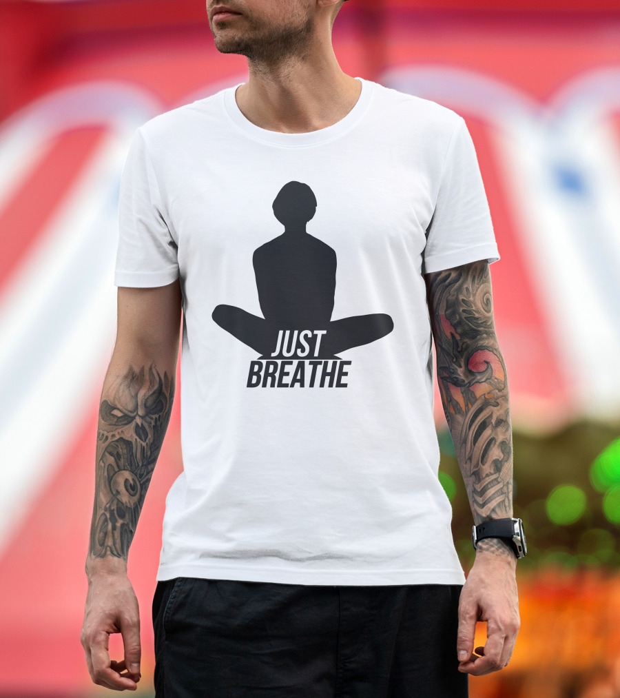 Just Breathe Yoga Meditation Silhouette Find Your Chi T-Shirt