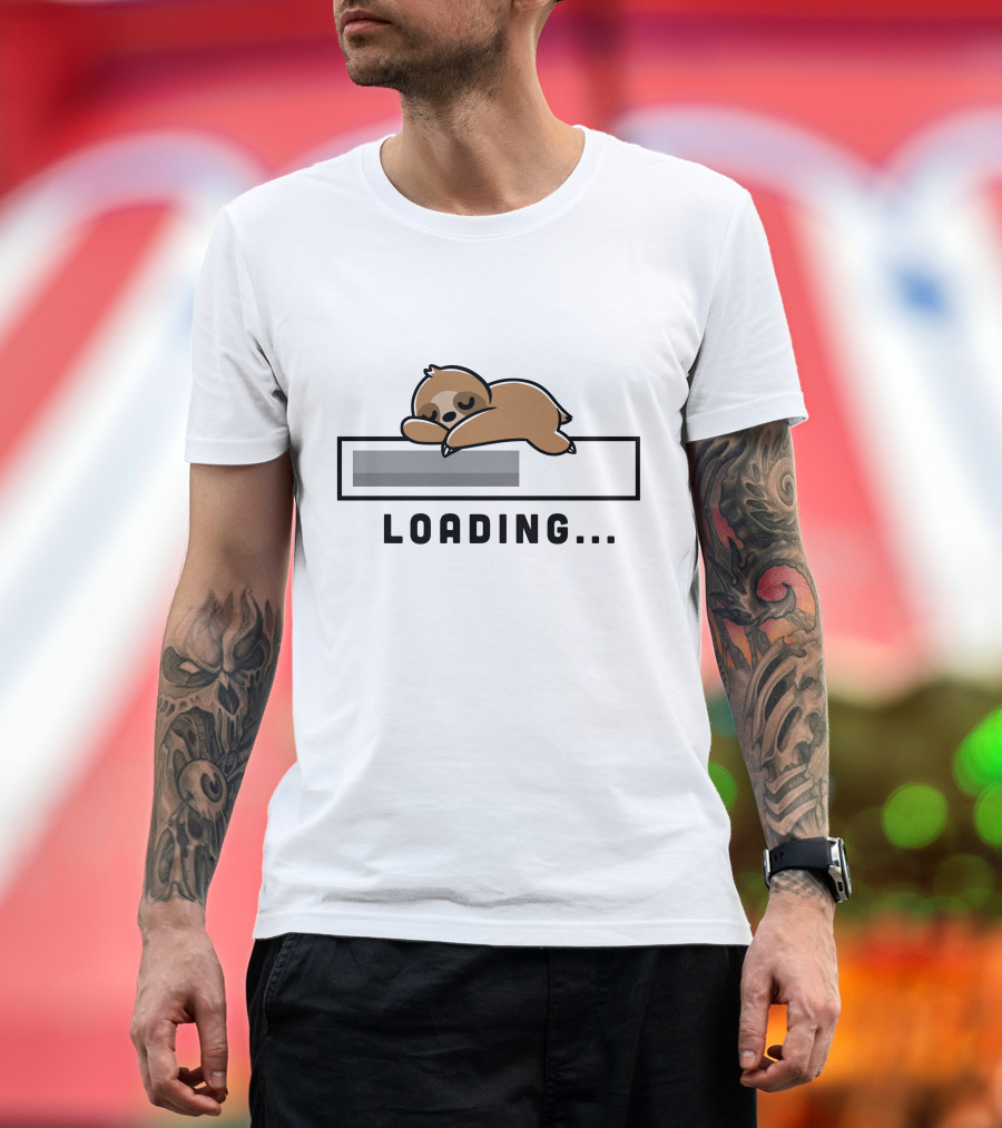 Loading Sloth Sleeping on Progress Bar T-Shirt