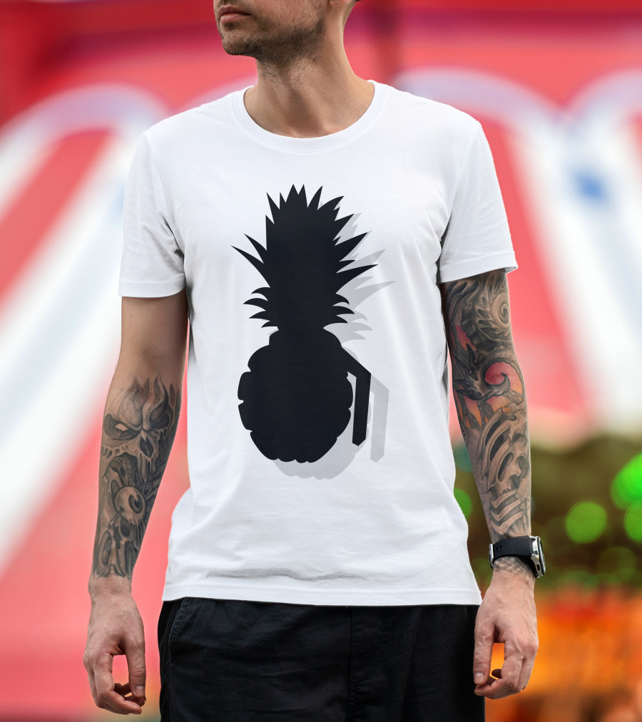 Pineapple Grenade Silhouette Black T-Shirt