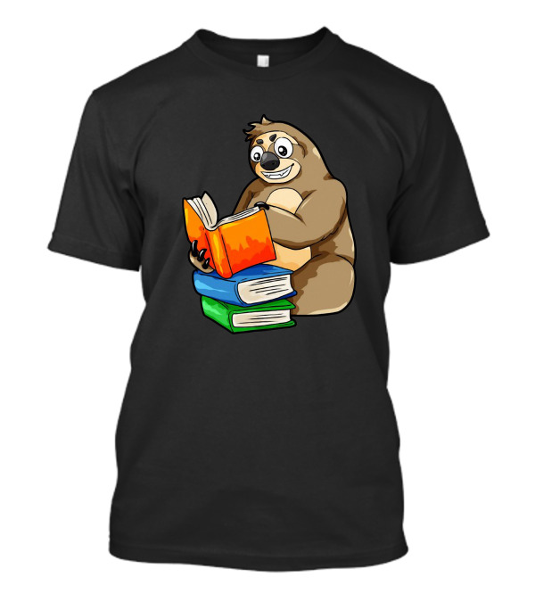 Reading Sloth Literacy Book Knowledge Exam Study Pile T-Shirt