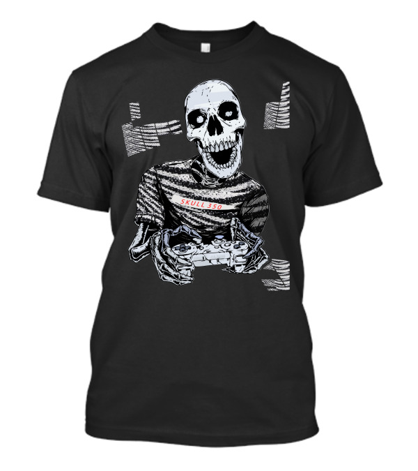 Skull 350 Zebra Gamer Skeleton Controller T-Shirt