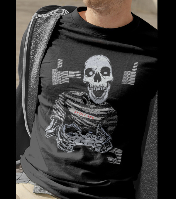 Skull 350 Zebra Gamer Skeleton Controller T-Shirt