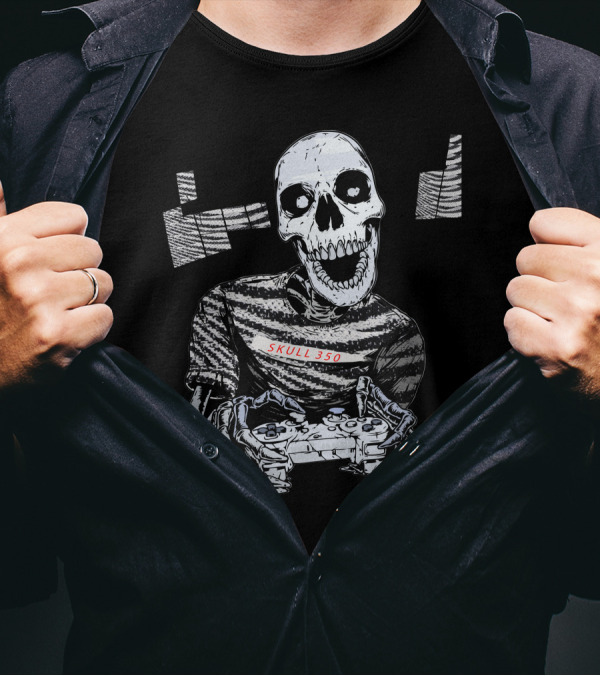 Skull 350 Zebra Gamer Skeleton Controller T-Shirt