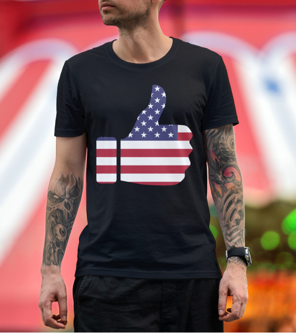 Premium T-Shirt: American Flag Thumbs Up T-Shirt American Flag Thumbs Up T-Shirt