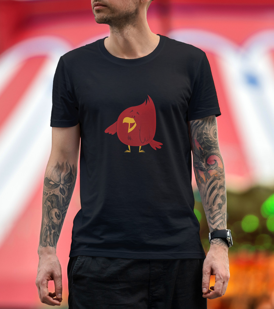 Chubby Red Bird Cartoon Character T-Shirt