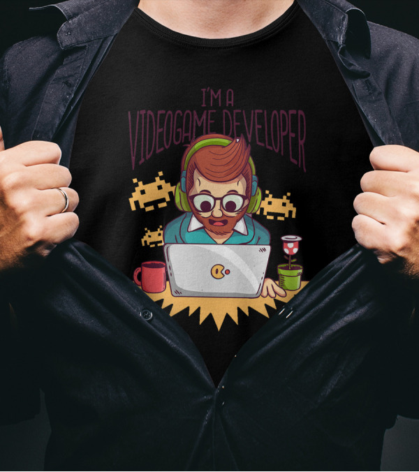 I'm A Video Game Developer Retro Pixel Gamer Coding Fun T-Shirt