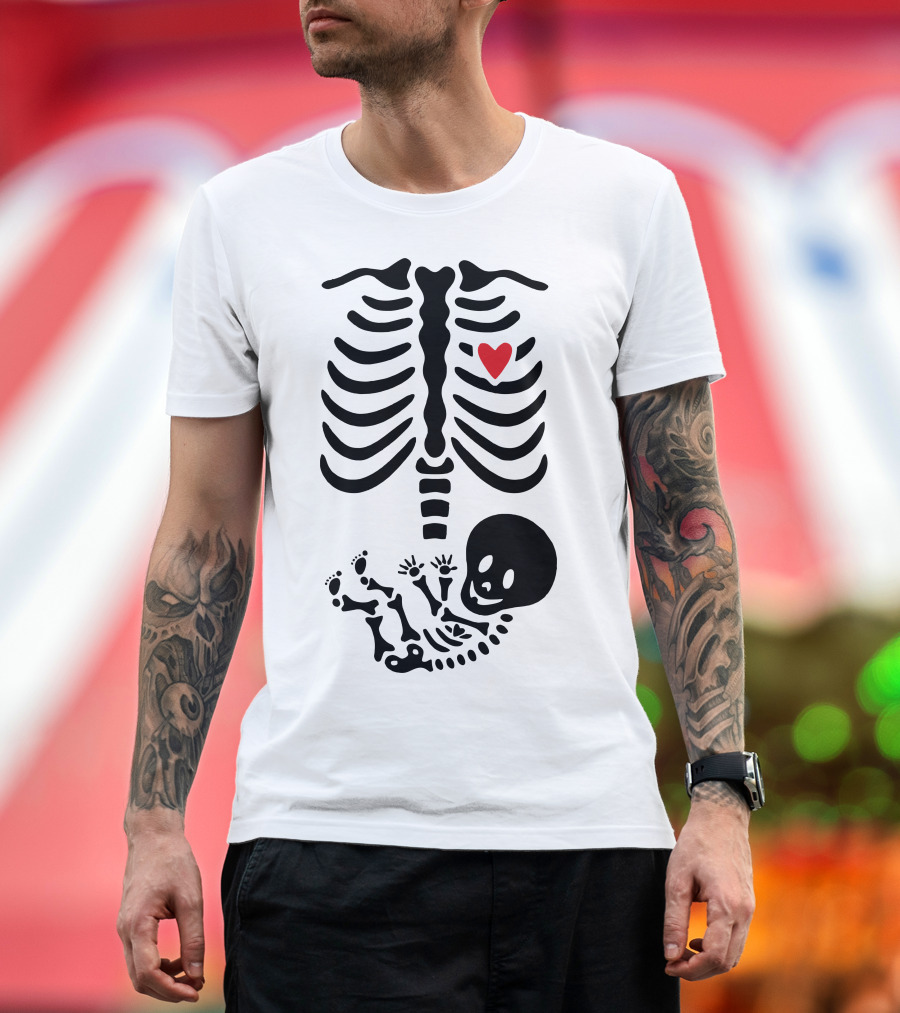 Huesitos Skeleton Ribcage Heart and Baby Skeleton T-Shirt