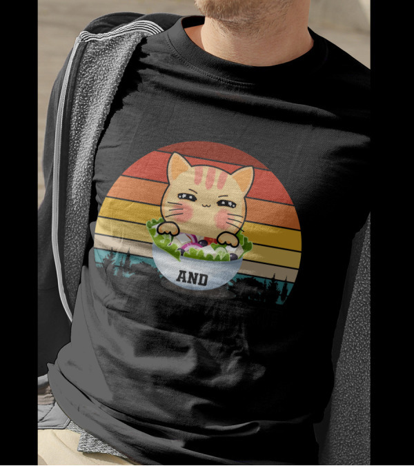 Keep Meow And Stay At Home Cat In Salad Retro Sunset T-Shirt