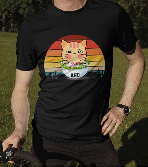 Keep Meow And Stay At Home Cat In Salad Retro Sunset T-Shirt