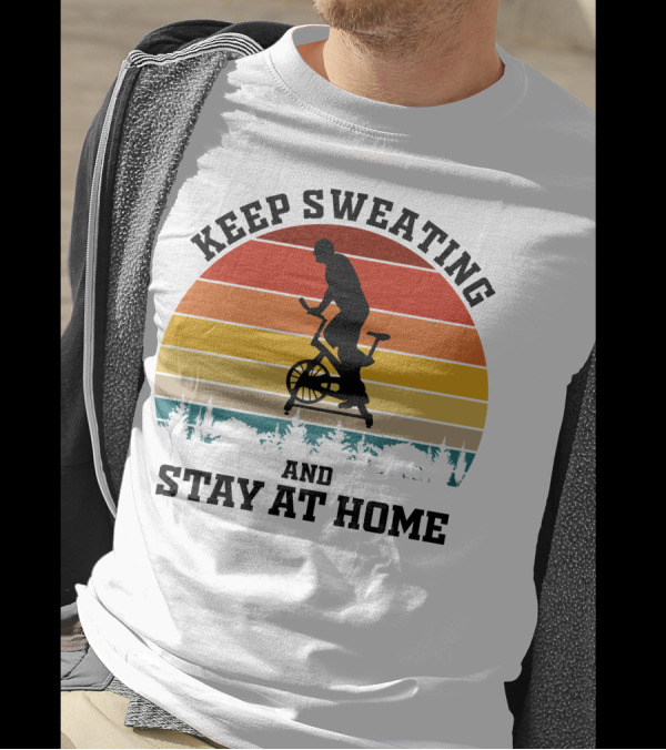 Keep Sweating And Stay At Home Striped Sunset Cycling T-Shirt
