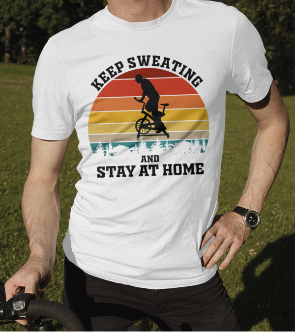 Keep Sweating And Stay At Home Striped Sunset Cycling T-Shirt
