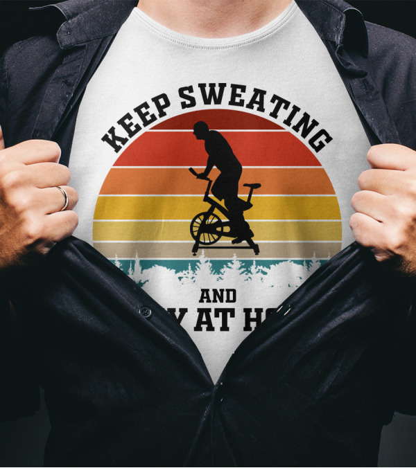 Keep Sweating And Stay At Home Striped Sunset Cycling T-Shirt