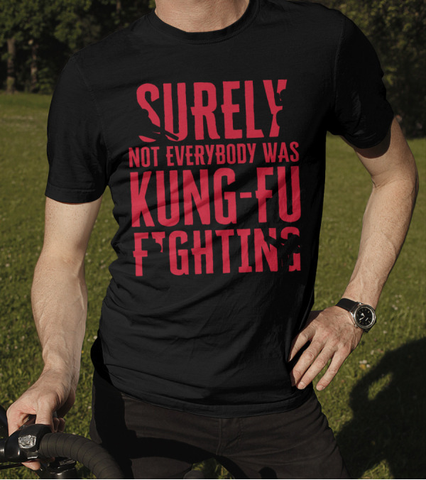 Surely Not Everybody Was Kung Fu Fighting Stickman Iconic Martial Arts Humor T-Shirt