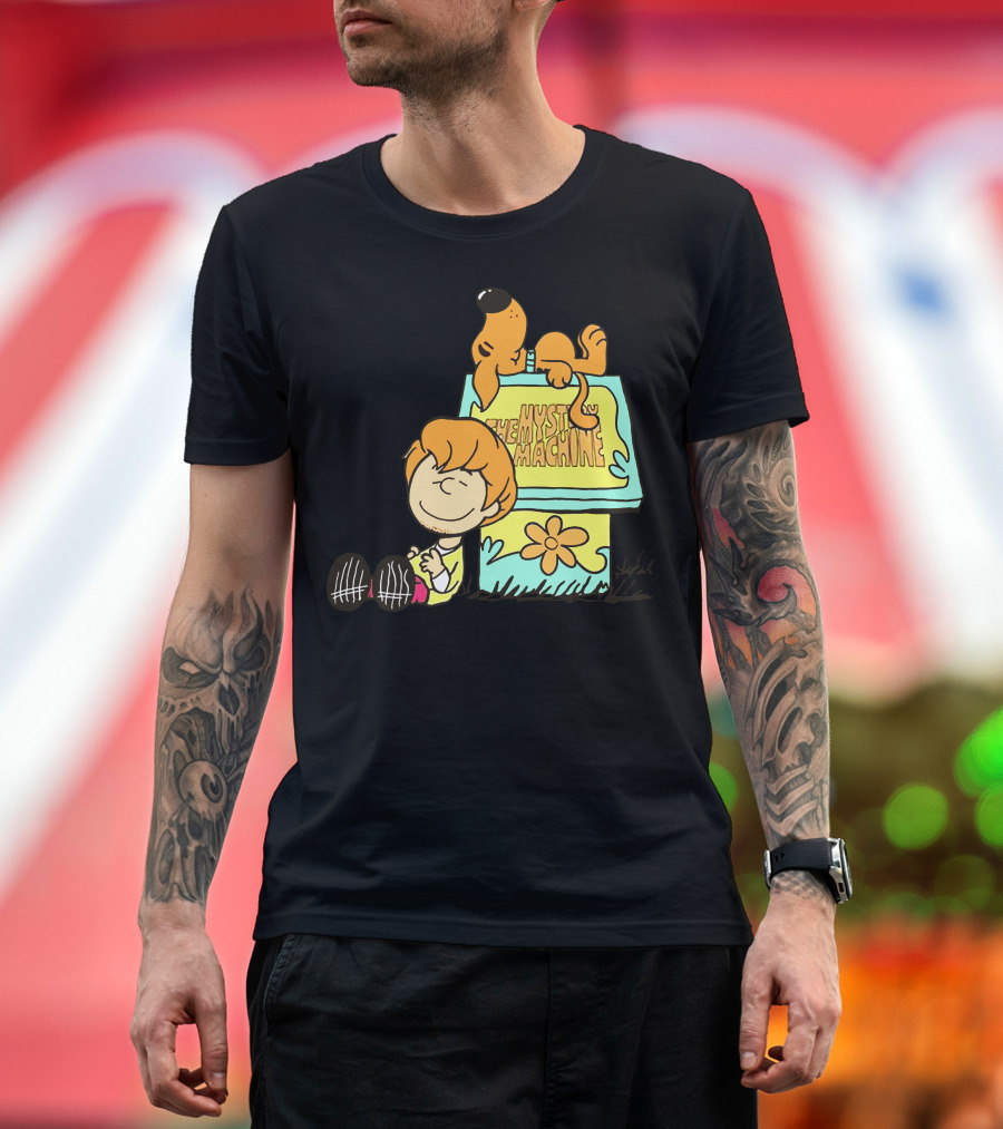 The Mystery Machine Snoopy Doghouse with Charlie Brown Relaxing T-Shirt