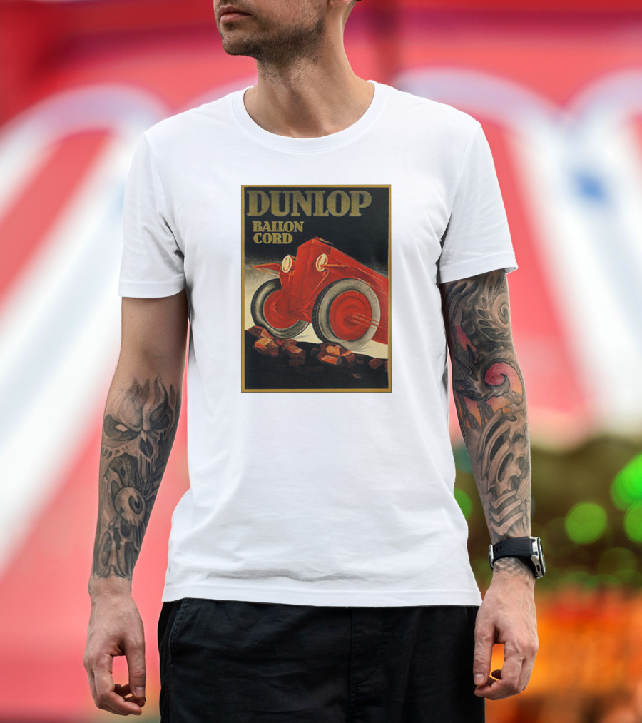 Dunlop Balloon Cord Vintage 1900s Tire Advertisement Red Vehicle T-Shirt