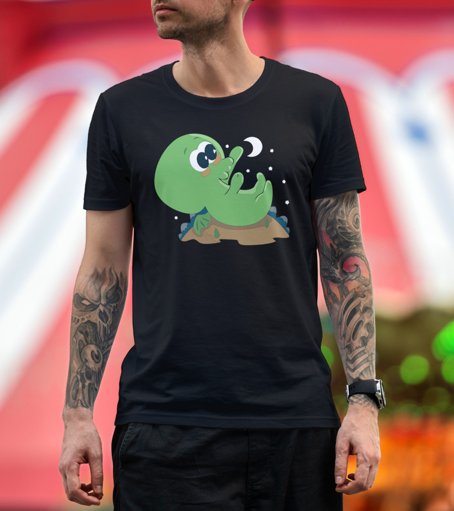 Cutethulhu Reaches for the Moon with Stars Above T-Shirt