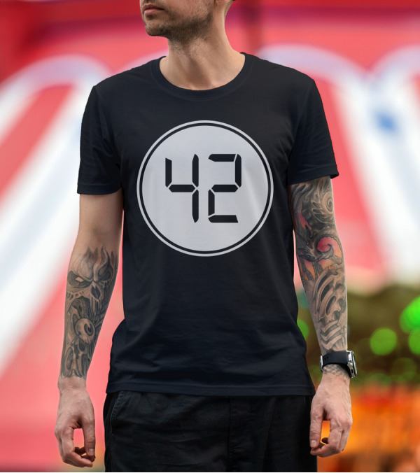 Premium T-Shirt: 42 The Meaning Of Life The Universe And Everything Digital Display T-Shirt 42 The Meaning Of Life The Universe And Everything Digital Display T-Shirt
