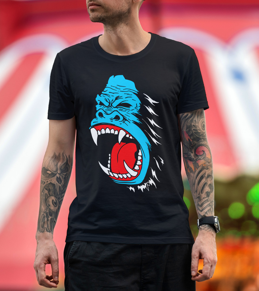 Back Off Angry Blue Gorilla Roar T-Shirt