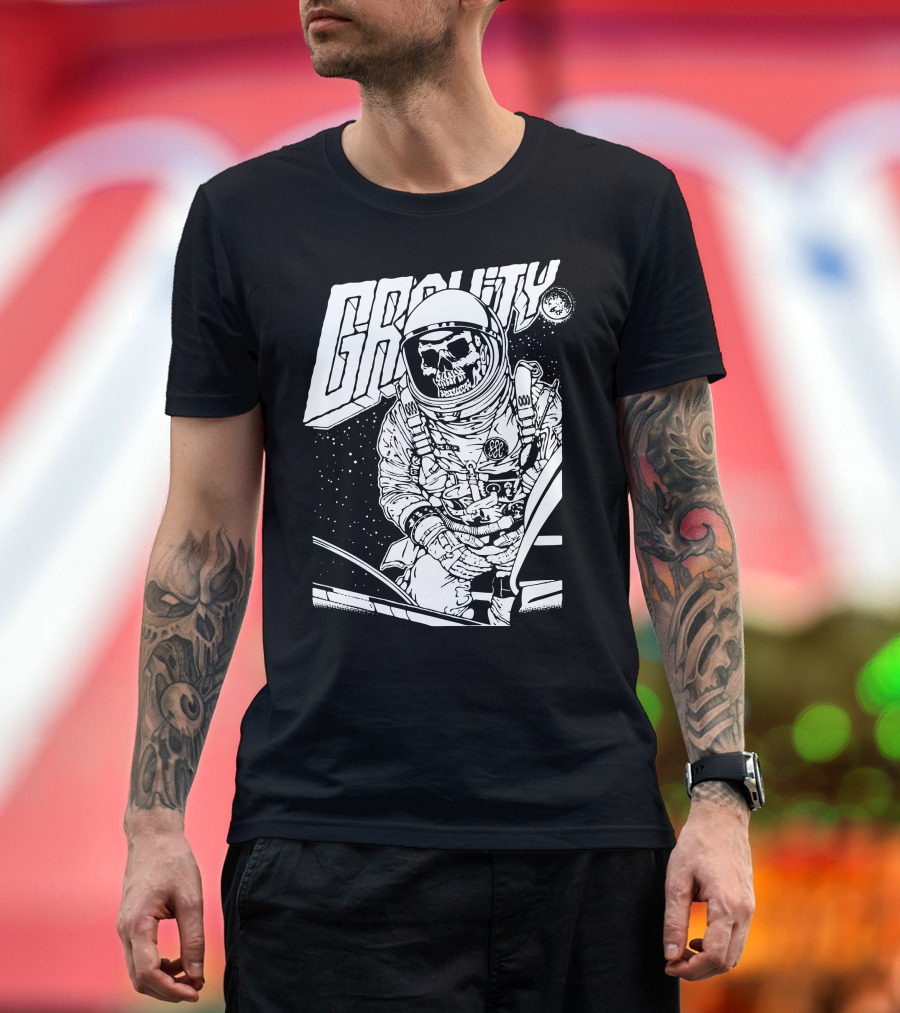 Gravity Skeleton Astronaut Graffiti in Space T-Shirt