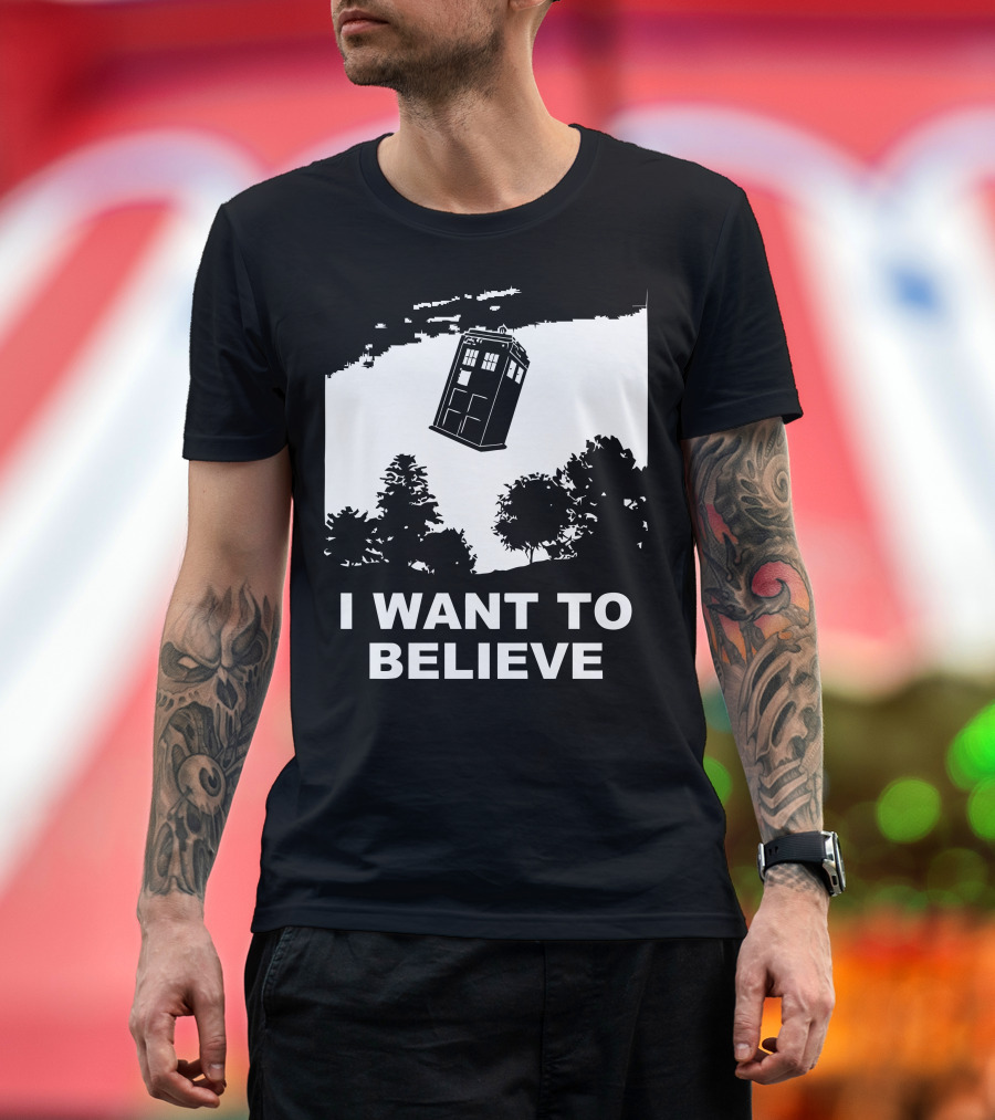 I Want To Believe Doctor Who TARDIS UFO T-Shirt