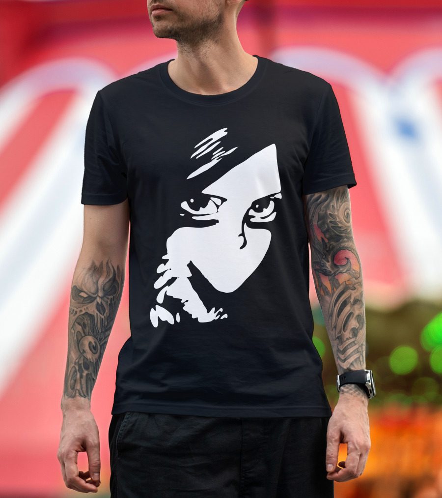 Just One Kiss Mysterious Black and White Face T-Shirt
