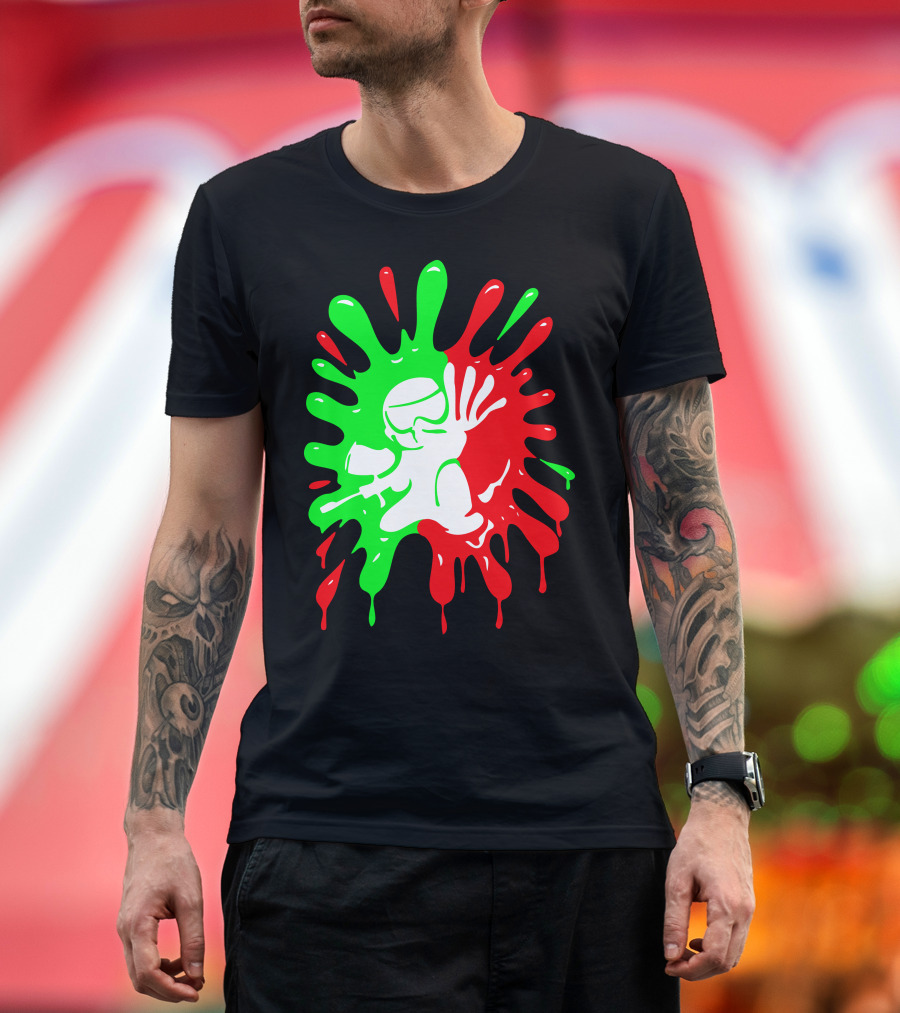 Shot Splatter Paintball Icon Red Green Splat T-Shirt
