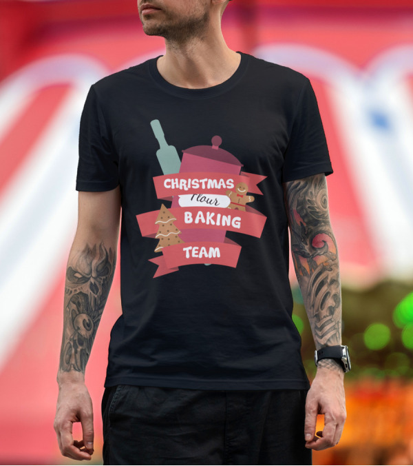 Premium T-Shirt: Christmas Flour Baking Team Gingerbread and Rolling Pin Holiday T-Shirt Christmas Flour Baking Team Gingerbread and Rolling Pin Holiday T-Shirt