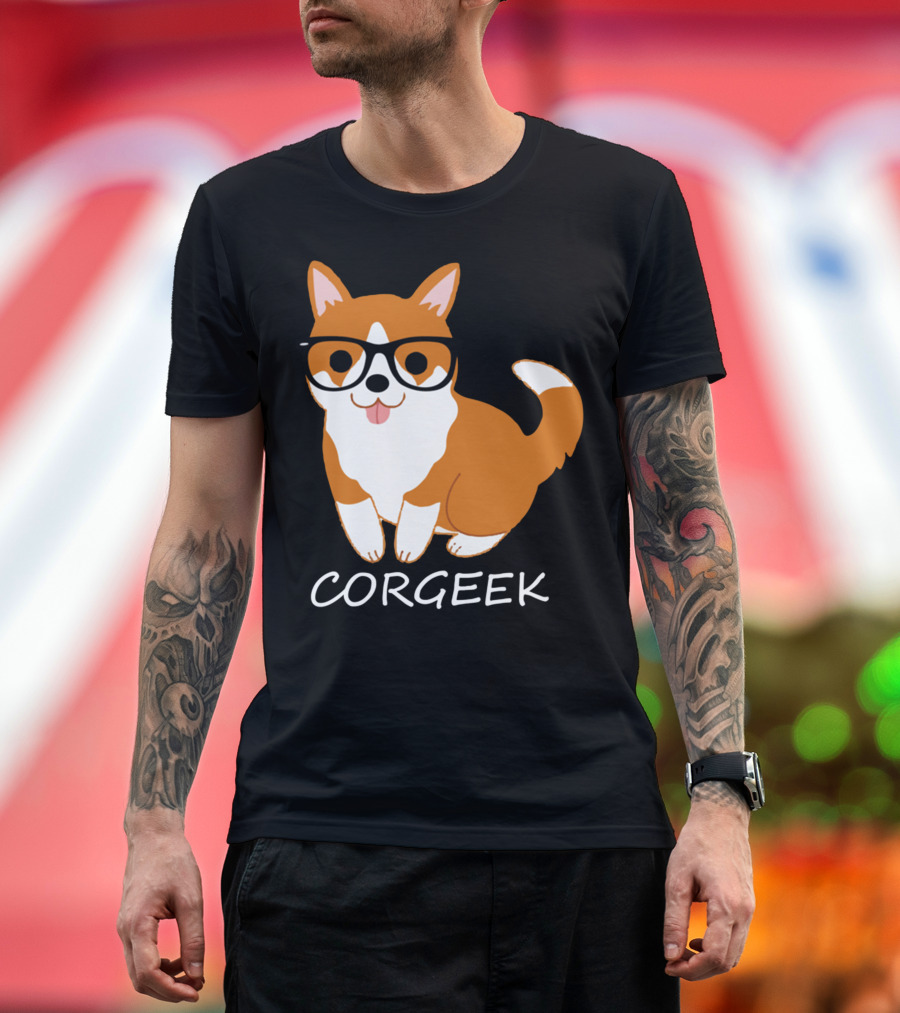 Corgeek Glasses Corgi Cute Dog Nerdy Fun T-Shirt